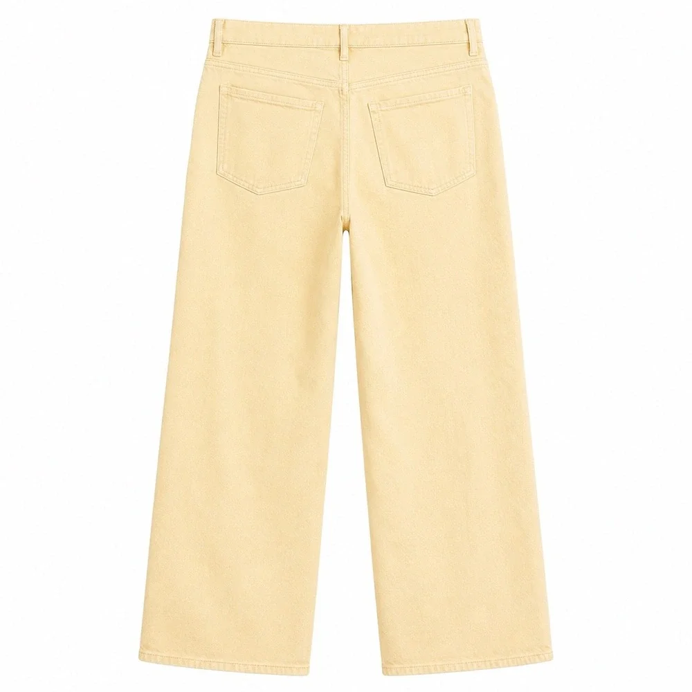 Old Navy Sky-Hi Wide-Leg Jeans Extra High-Rise Cotton Size 6 Yellow Pastel Boho